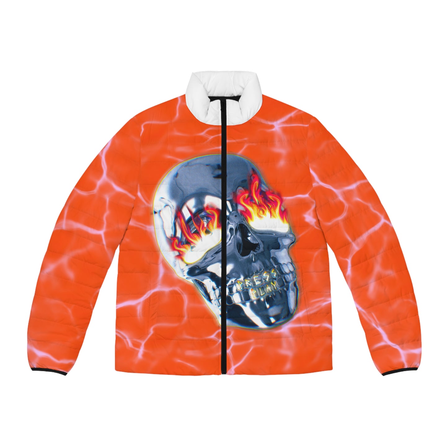 Flaming Skull Men's Puffer Jacket