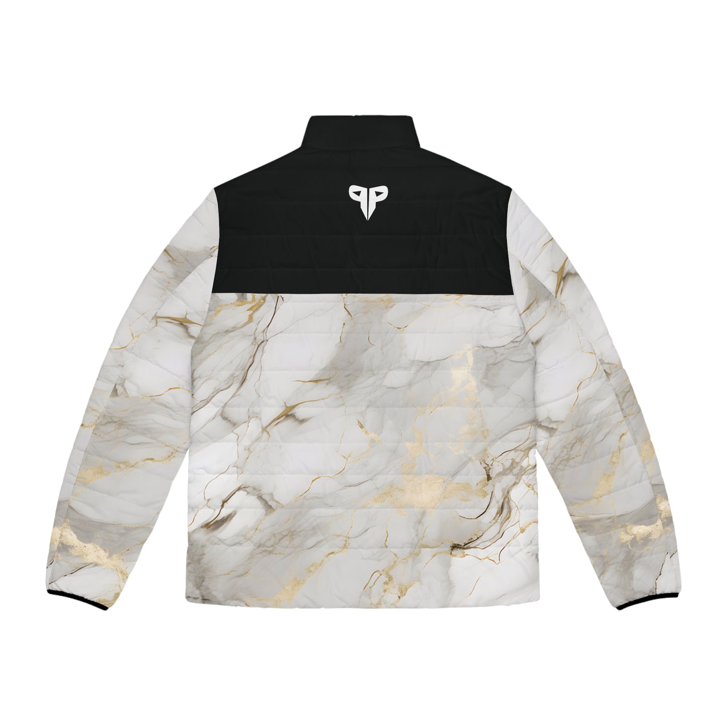 Marble White Black and Gold Men's Puffer Jacket